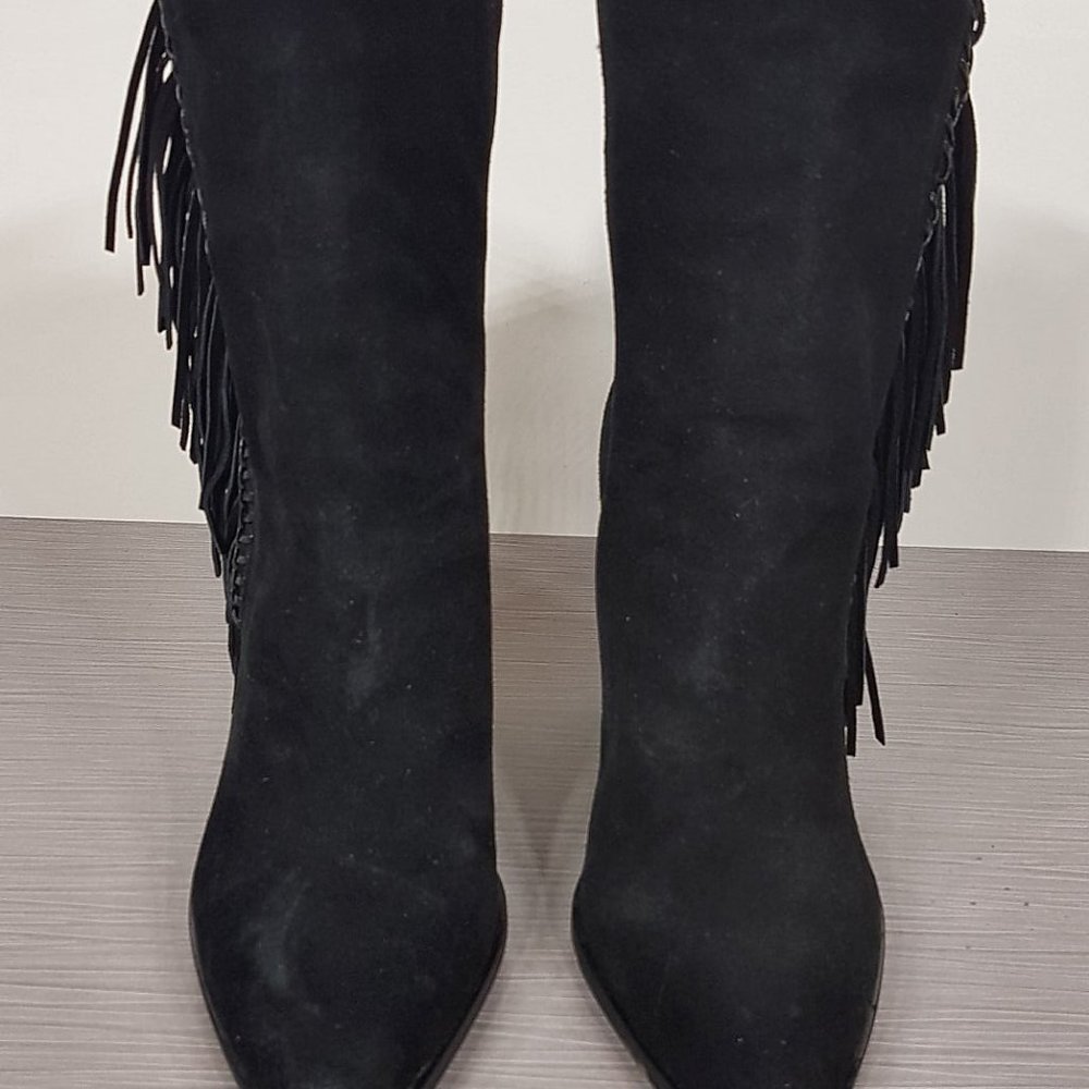 Dolce Vita Ileen Suede Fringe Boots Black Womens Size 10 - Picture 2 of 10